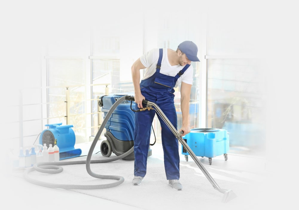 Close-up of a carpet cleaning wand extracting dirt and water from carpet fibres in a Reading home